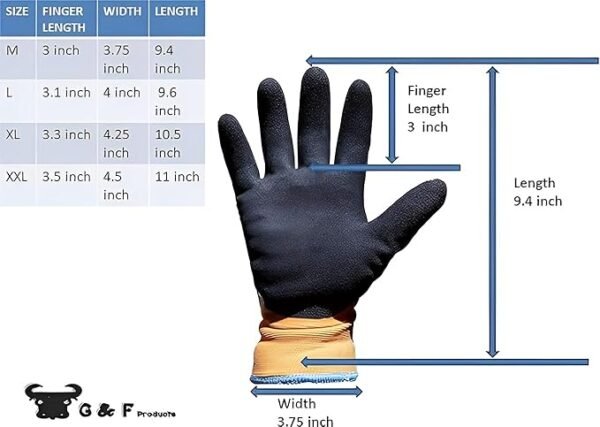 G & F 1528XL GripMaster Cold Weather Outdoor Work Gloves, Winter Driving Gloves, Micro-Foam Latex Double Coated, heavy Duty, XLarge, 1 Pair - Image 2