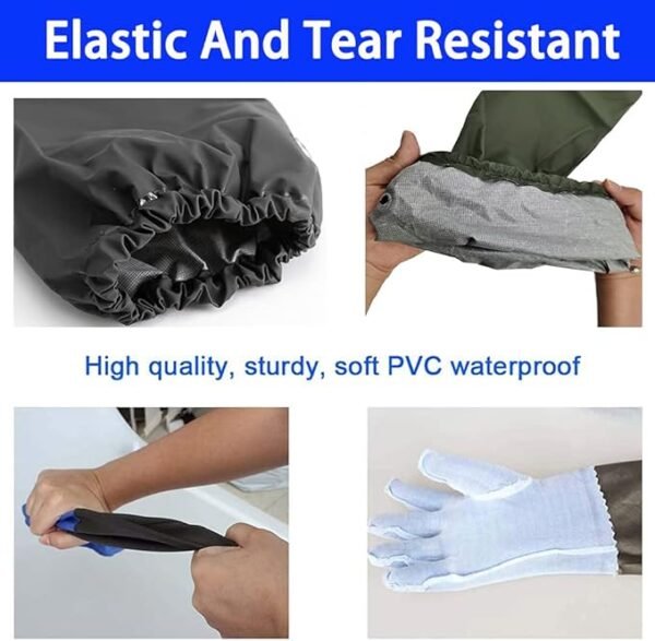 Long Waterproof Rubber Gloves, Pond Gloves, 28” Shoulder Length Insulated PVC Coated Chemical Resistant Gloves Reusable, Resist Acid, Alkali & Oil, Machinery, Industry, Fishery, Aquarium Gloves - Image 4