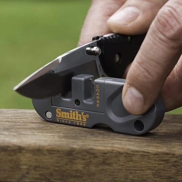 Smith's PP1 Pocket Pal Knife Sharpener Preset Carbide & Ceramic Stone Sharpeners Fold-Out Diamond Coated Rod Outdoor Hunting Knife & Hook Sharpener, Handheld, Compact, Lightweight, Multiuse - Image 5