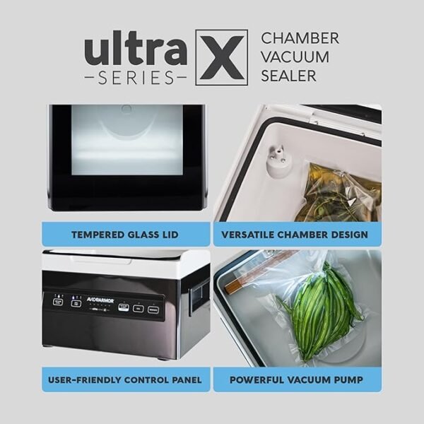 Avid Armor Chamber Vacuum Sealer Machine USVX Ultra Series 10" Seal Bar for Liquid-Rich Wet Foods, Cooking Sous Vide, Infusions. Compact Size Vacuum Chamber Sealer Black Color Great for the Countertop - Image 4