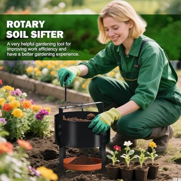 Upgraded Rotary Soil Sifter, Dirt Sifter with 4 Replaceable Garden Sieve 0.12/0.24/0.35/0.47 Inch Soil Screen, Rock Compost Bin for Garden - Image 2