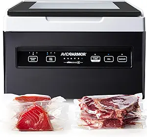 Avid Armor Chamber Vacuum Sealer Machine USVX Ultra Series 10" Seal Bar for Liquid-Rich Wet Foods, Cooking Sous Vide, Infusions. Compact Size Vacuum Chamber Sealer Black Color Great for the Countertop