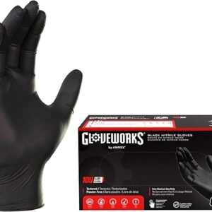 GLOVEWORKS Black Nitrile Gloves, Disposable, Latex Free, 5 Mil