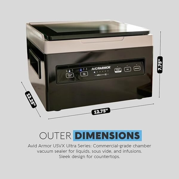 Avid Armor Chamber Vacuum Sealer Machine USVX Ultra Series 10" Seal Bar for Liquid-Rich Wet Foods, Cooking Sous Vide, Infusions. Compact Size Vacuum Chamber Sealer Black Color Great for the Countertop - Image 5