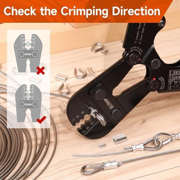 iCrimp Wire Rope Crimping Tool for Aluminum Oval Sleeves, Double Sleeves, Crimping Loop sleeve from 3/64-inch to 1/8-inch - Image 3